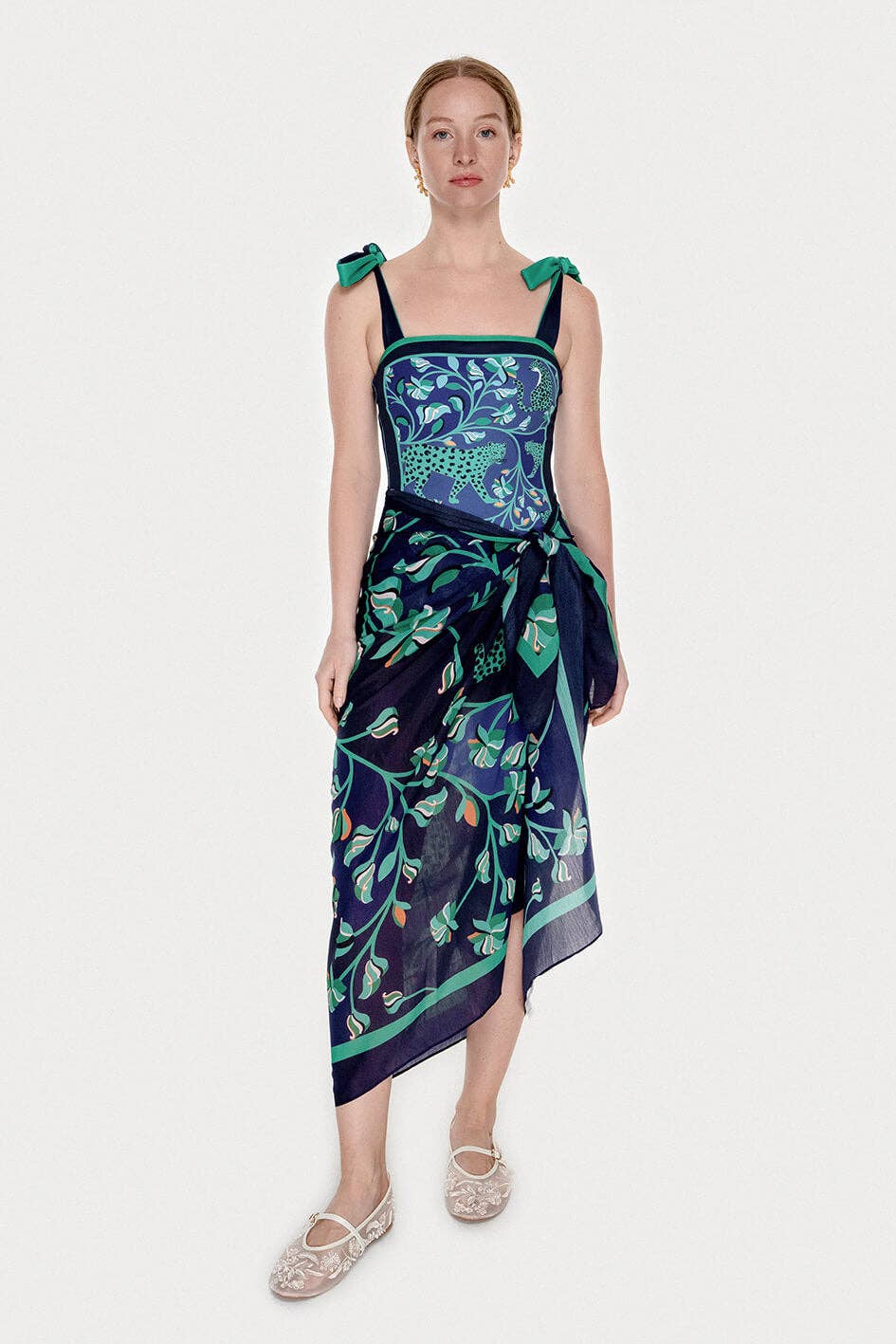 Beach Sarong Wrap - Leopards In The Verdant Wild