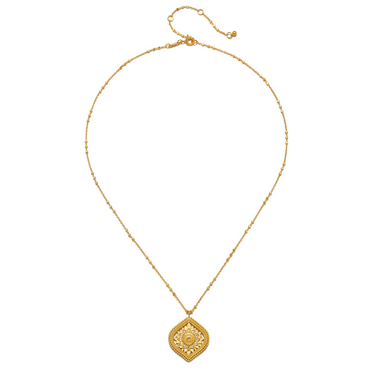Spring Lotus 2024 - 18” White topaz lotus medallion necklace