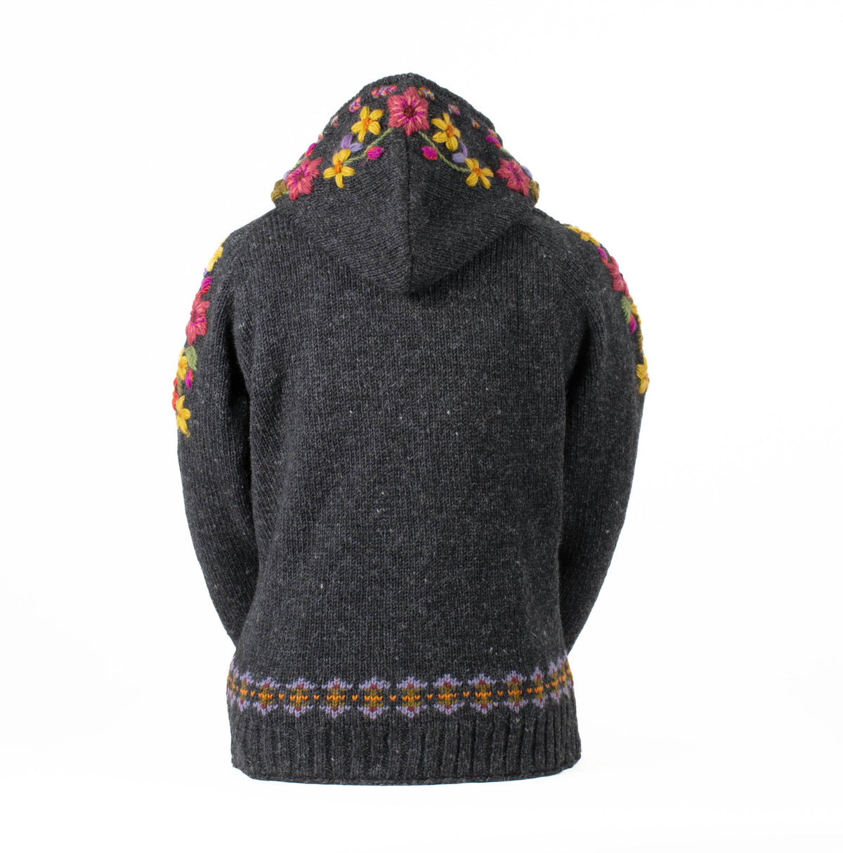Wildflower Wool Zip Hoodie Sweater – Embroidered Knit Jacket