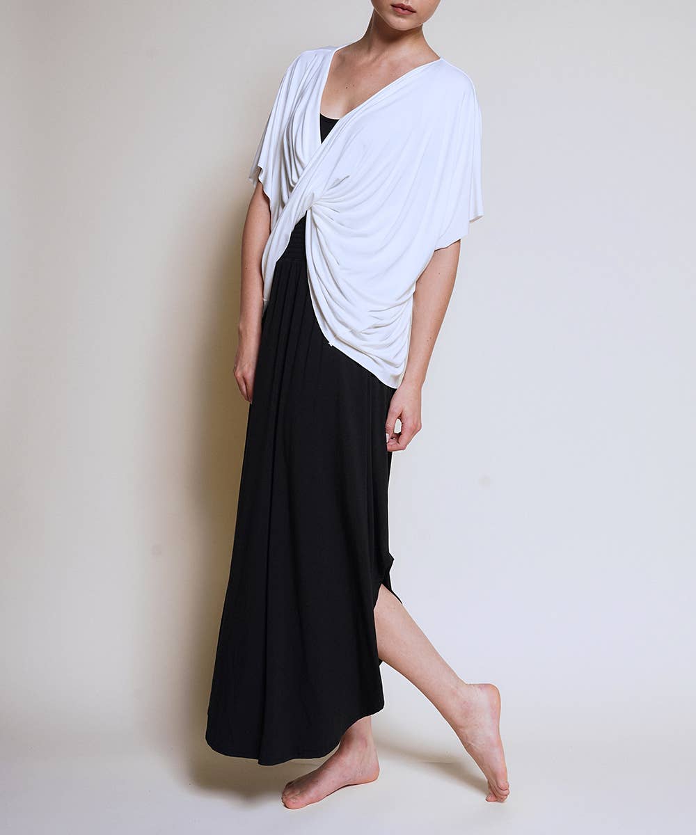 BAMBOO MAXI SKIRT WITH SMOCKED WAIST