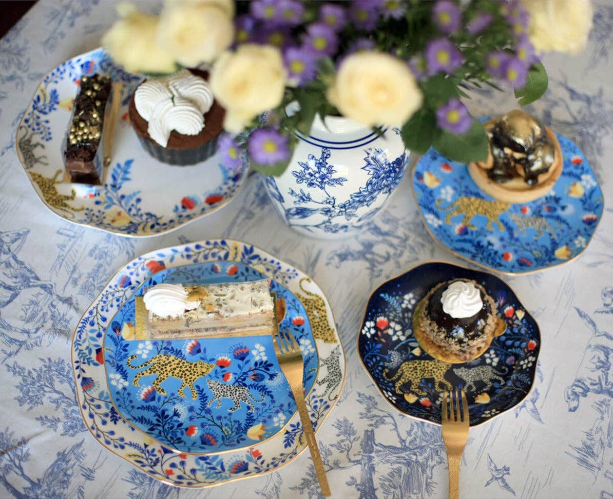 Amazon Rainforest Bone China Plates In Blue, Set Of Three