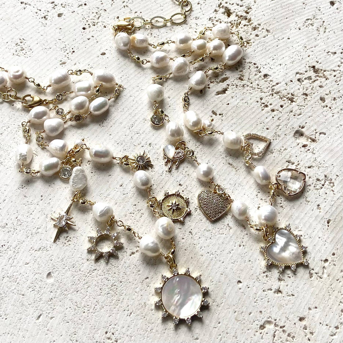 Luxe multi viral charm necklace trend pearl jewelry