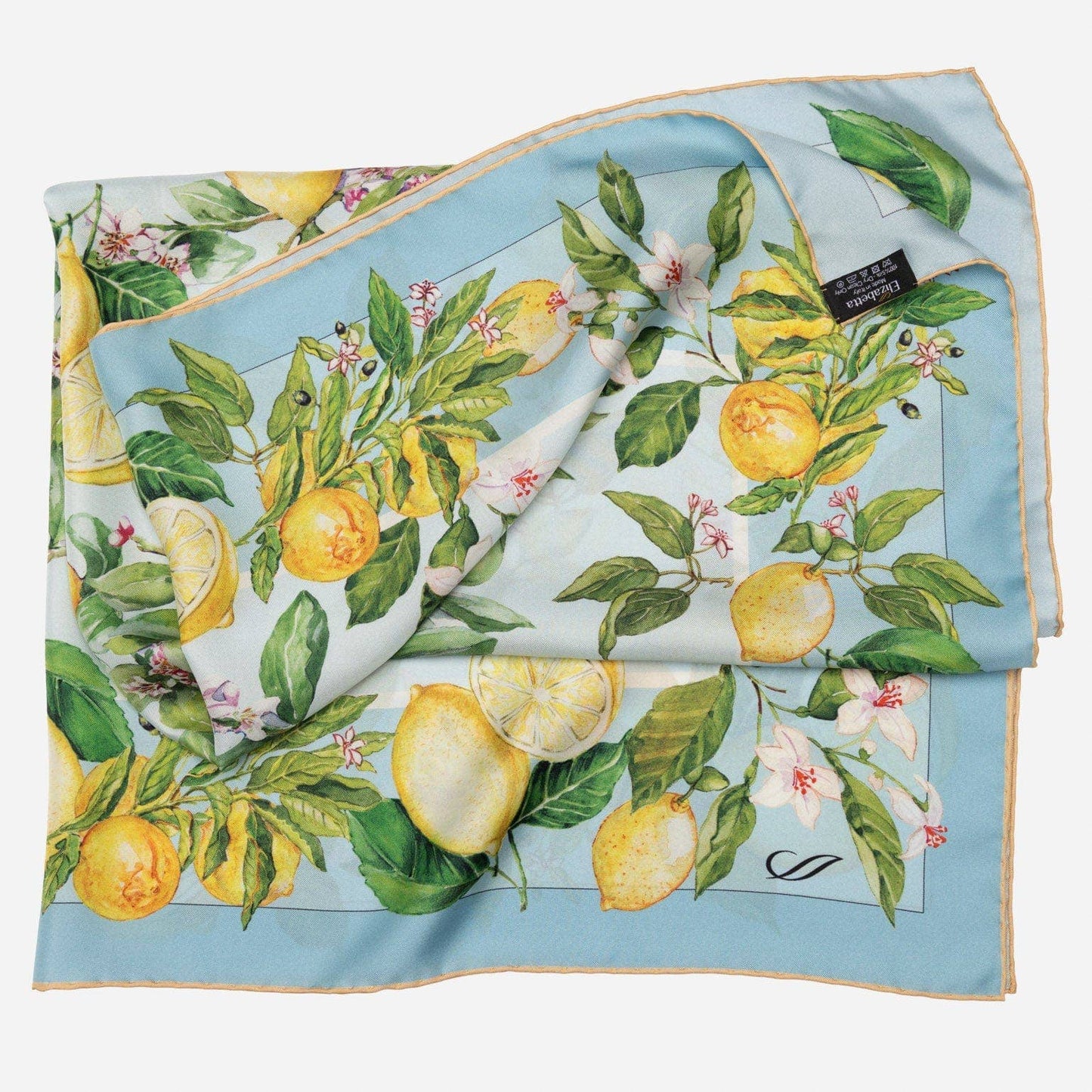 Limoni Fioriti - Silk Foulard - Sky Blue