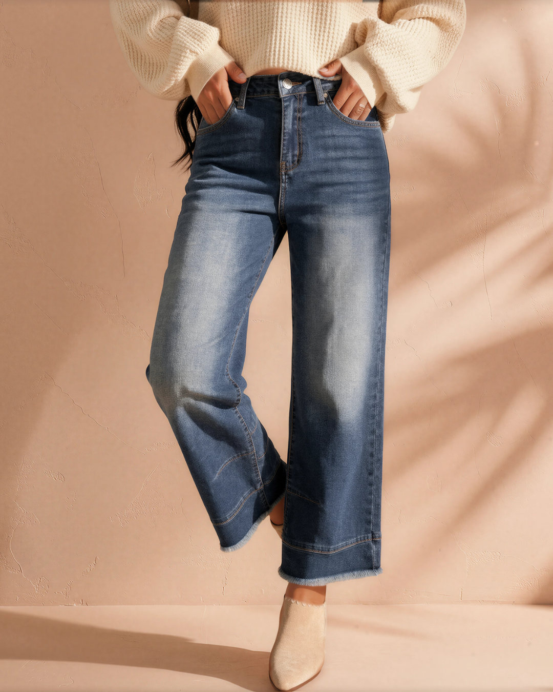 Charlie Chic Seam Detail Raw Hem Ankle Length Jeans