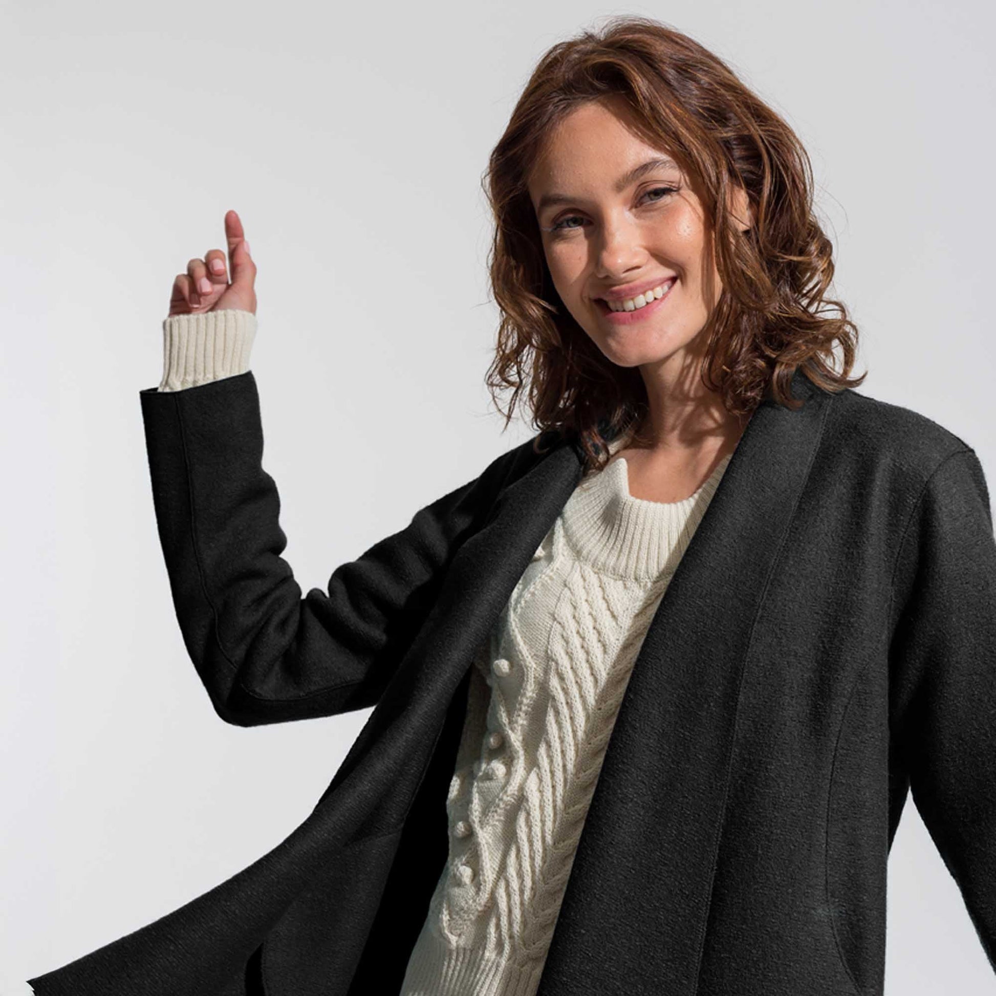 Alicia Adams Alpaca Swing Coat in Black