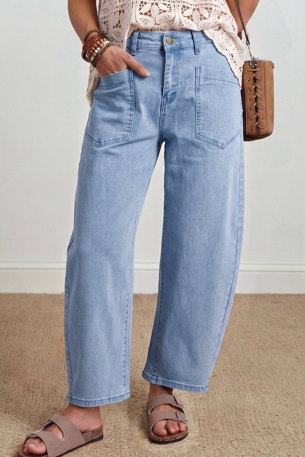 Briar Coffee Barrel Jeans | Patch Pocket Denim