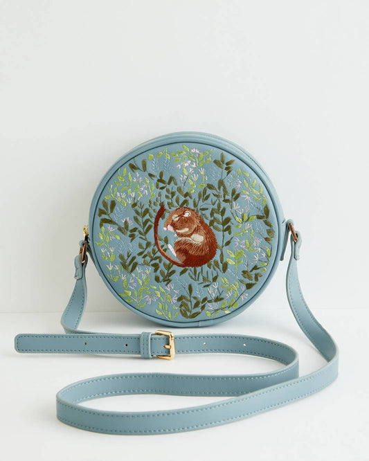 FABLE Chloe Circle Purse Embroidered Dormouse - Blue