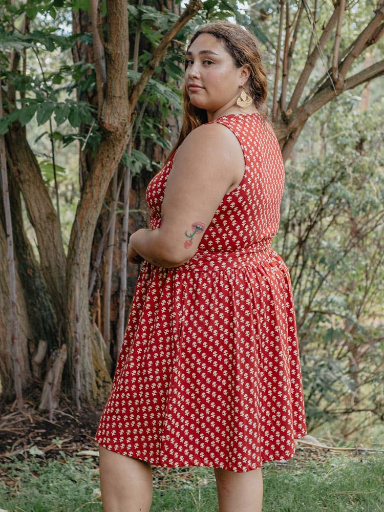 Asheville Plus Size Dress Micro Floral Red