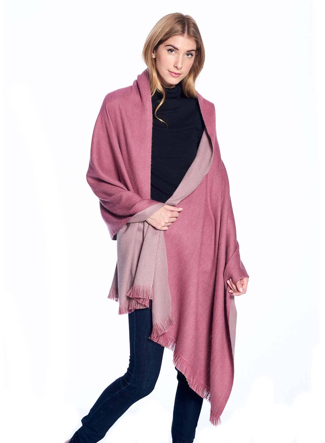 Alpaca Reversible Wrap - Renaissance Rose