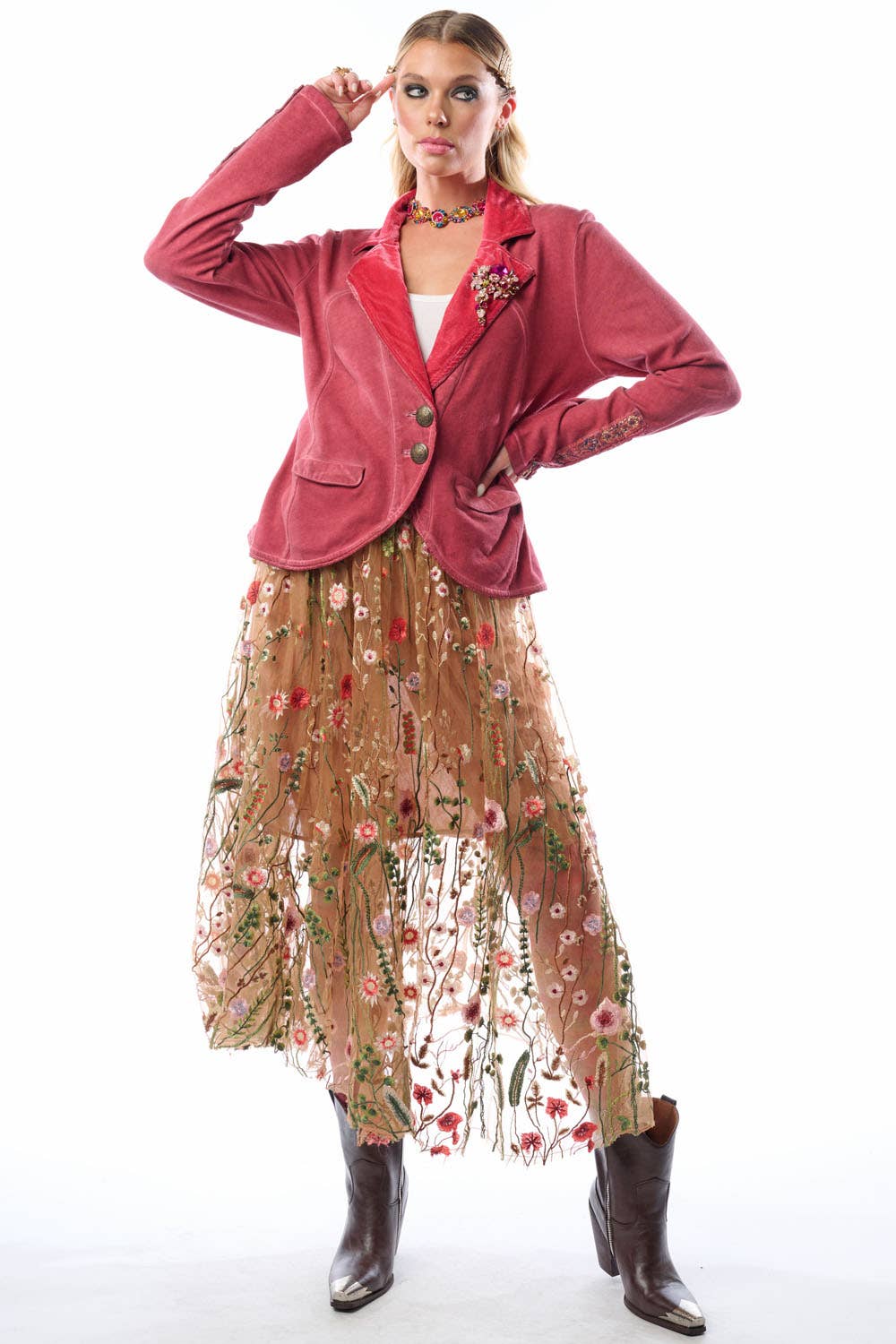 Colonel Red Velvet Jacket | Pinstripe Blazer | French Terry