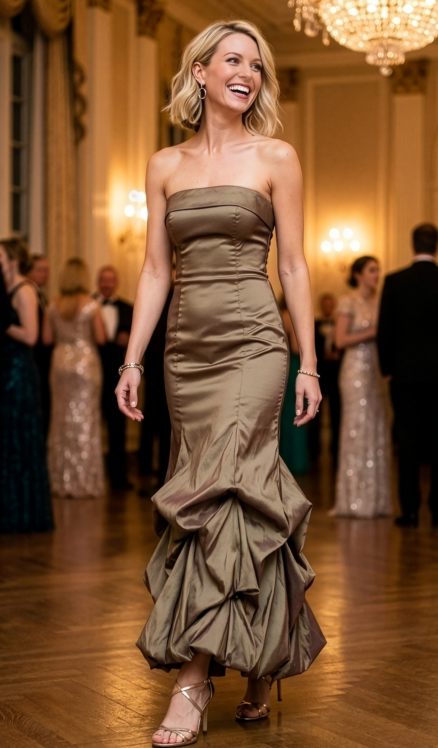 Taffeta Balloon Dress - Polli Says COLLAB - Antique Brass