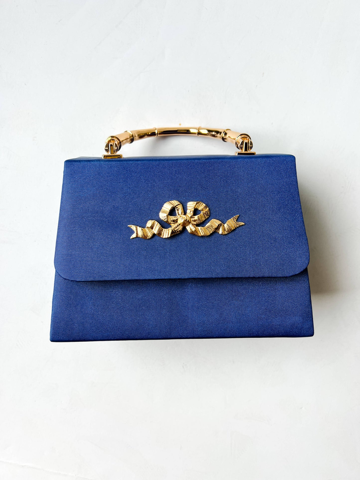 Navy Faille Lulu with Gold Bamboo Handle