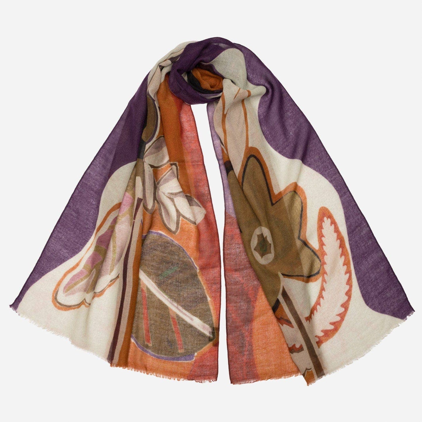 Irene - Wool Scarf - Rust and Purple