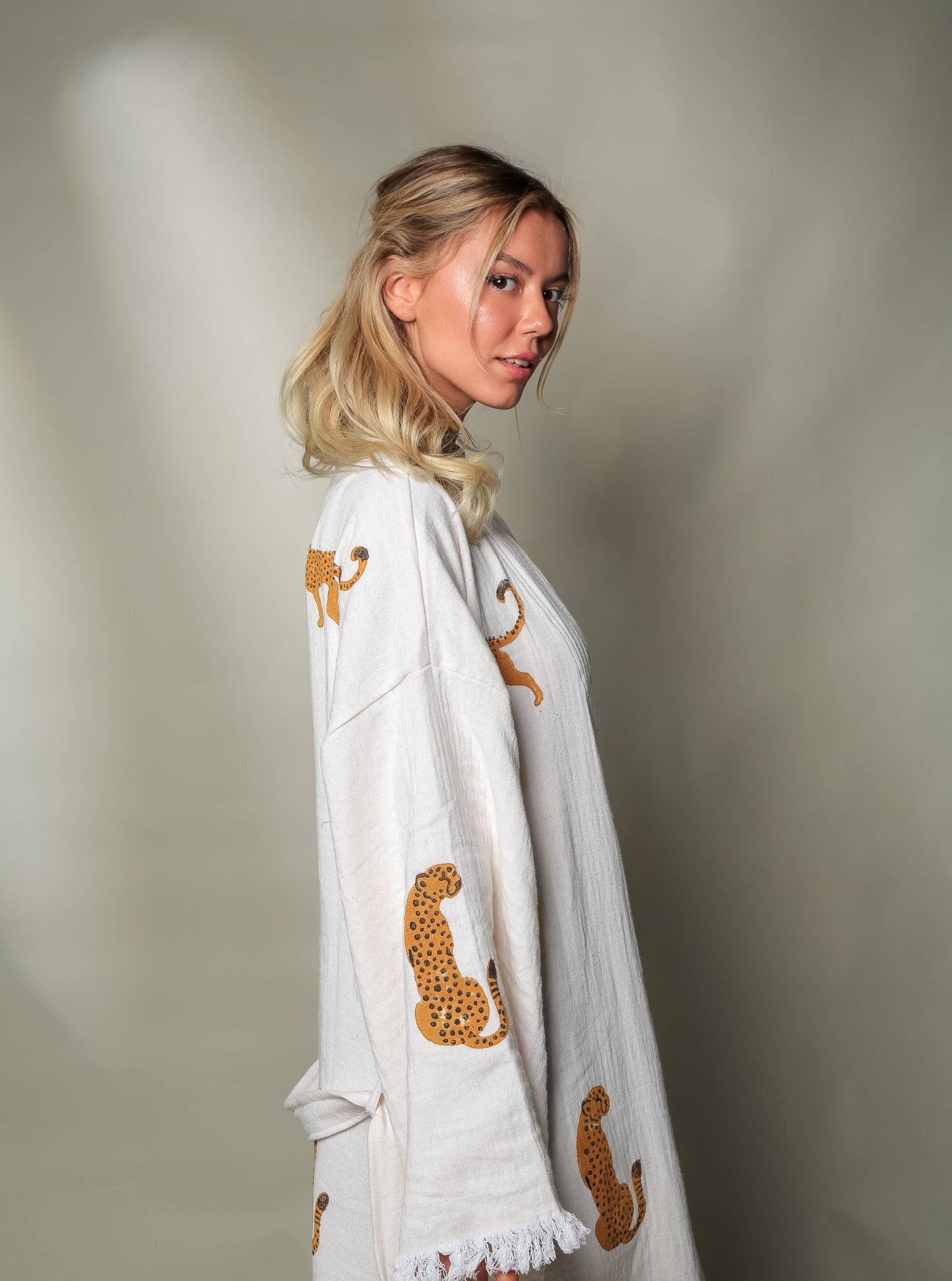 Boho Tiger Long Kaftan Kimono