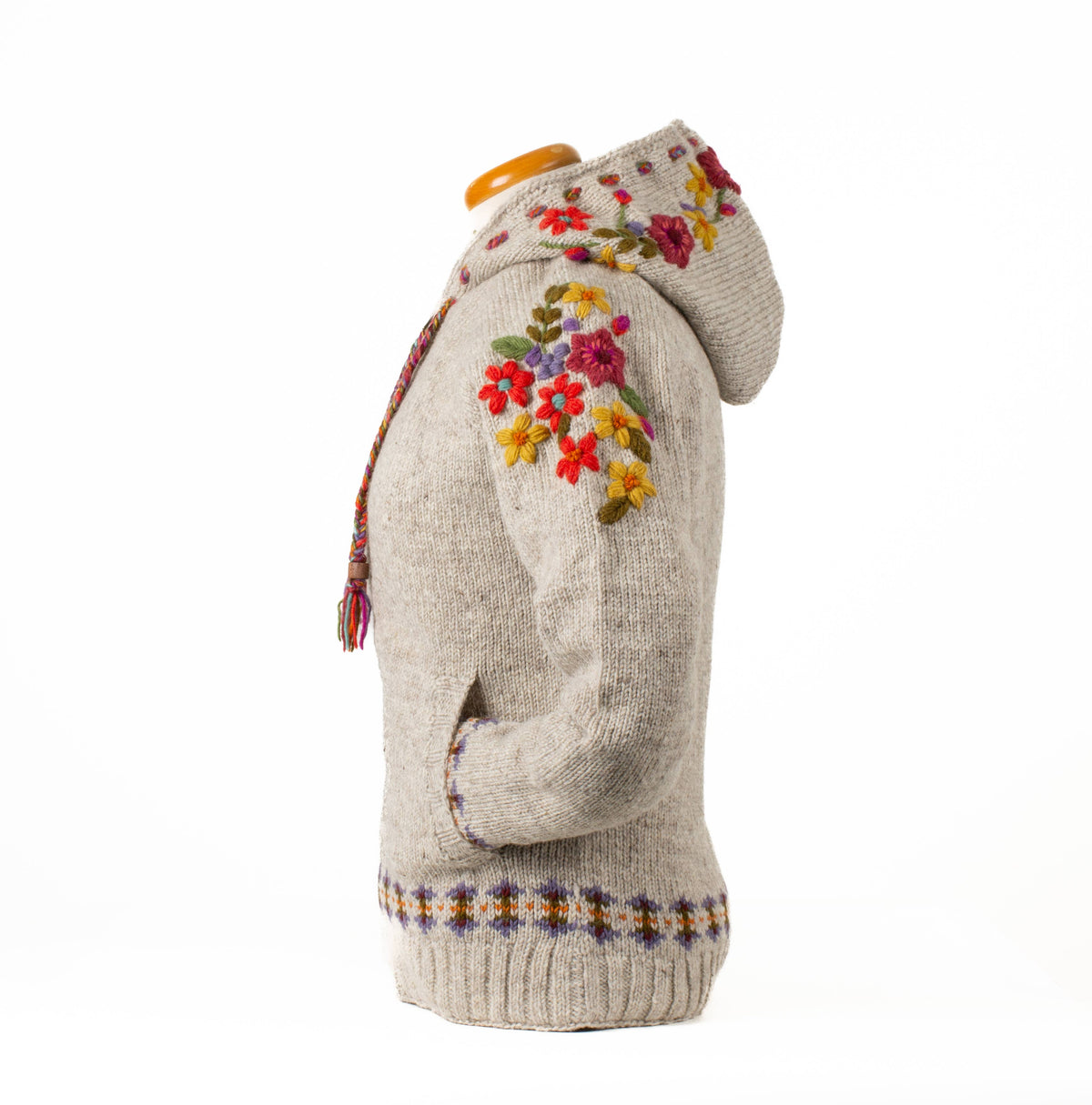Wildflower Wool Zip Hoodie Sweater – Embroidered Knit Jacket