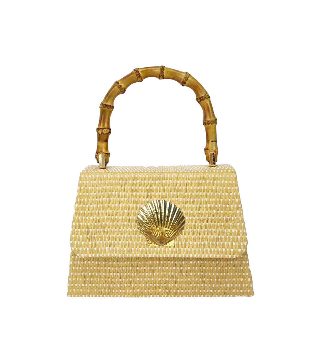 Lulu Bag - Straw Clutch with Bamboo Handle