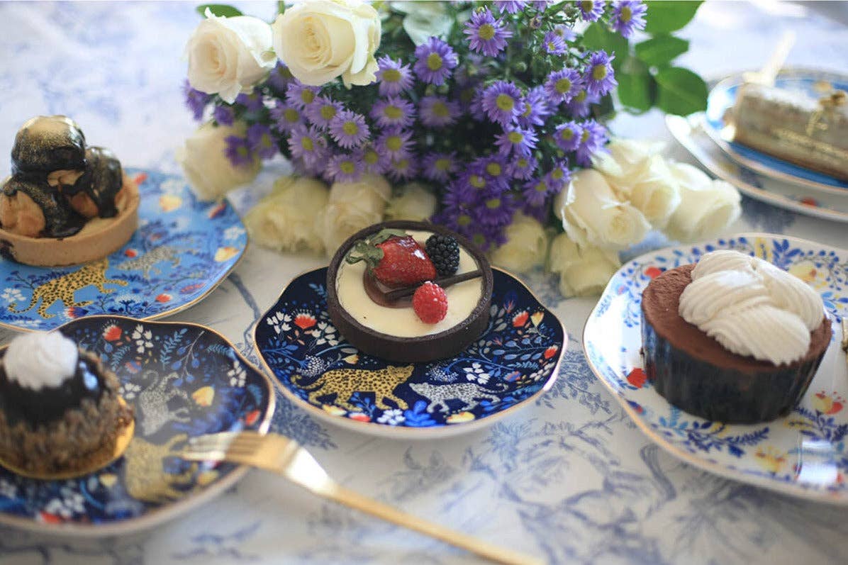 Amazon Rainforest Bone China Plates In Blue, Set Of Three