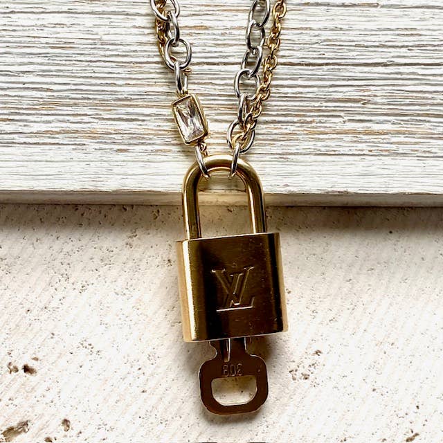 Louis Vuitton - lock necklace repurposed upcycled LV