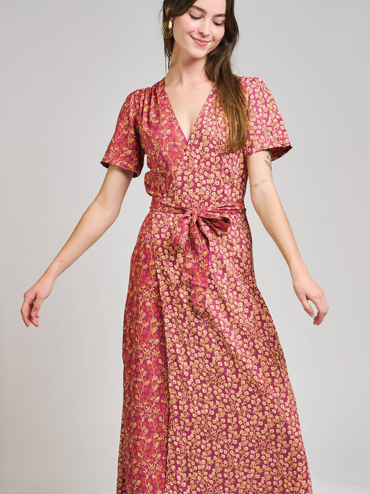 Wrap Maxi Dress Berry Poppy Mix