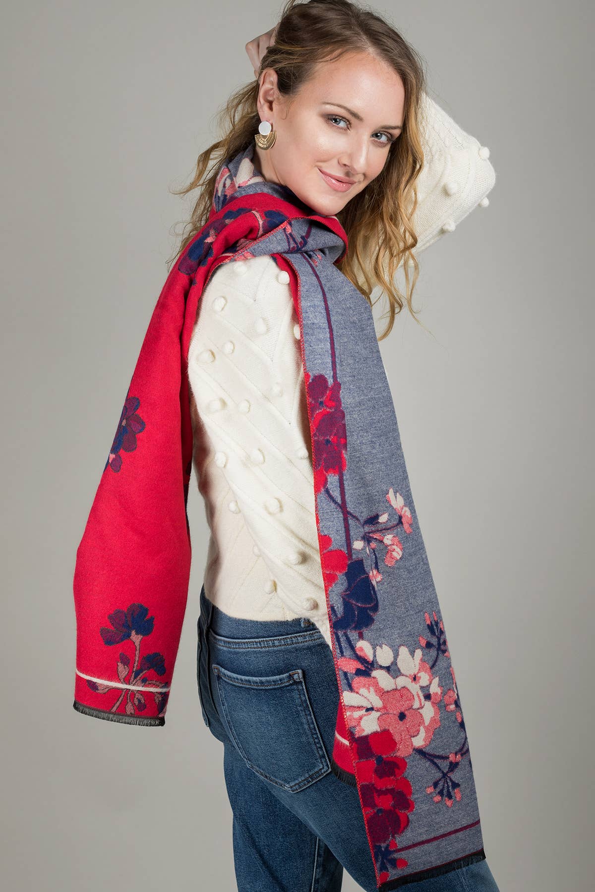 Reverse Floral Garden Printed Neck Scarf