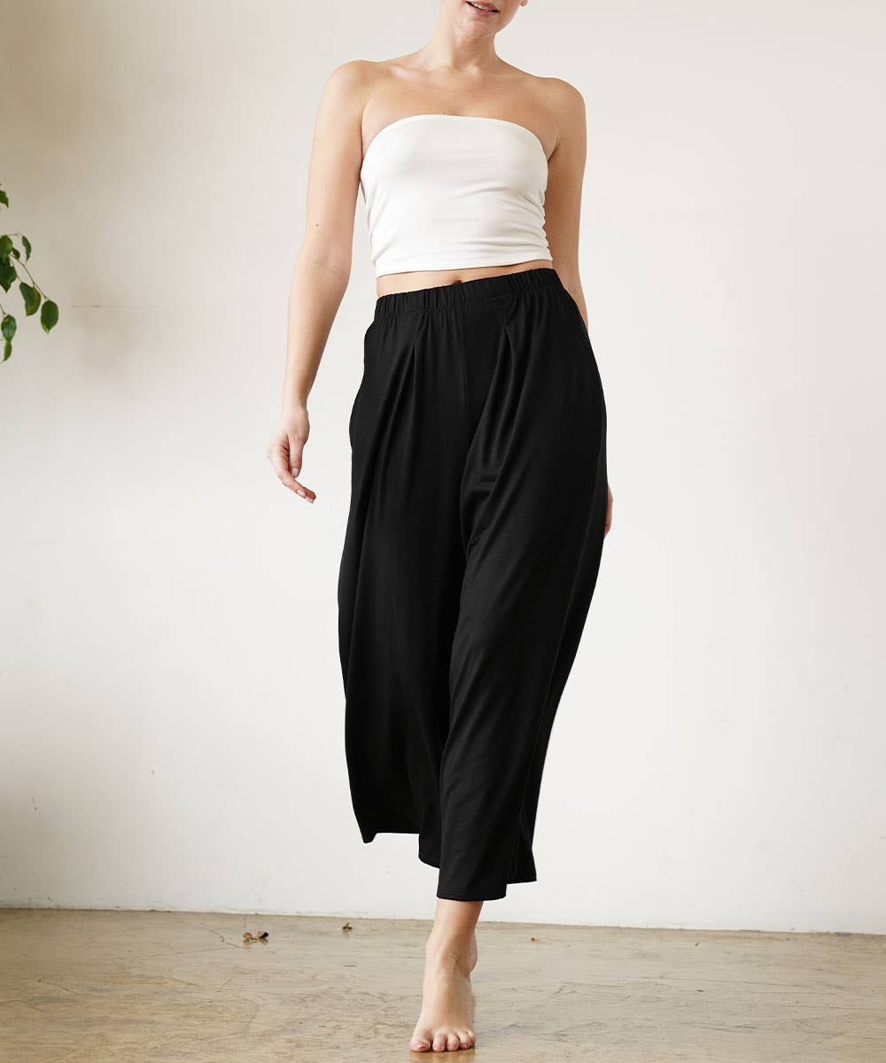 Bamboo wide pants ankle length