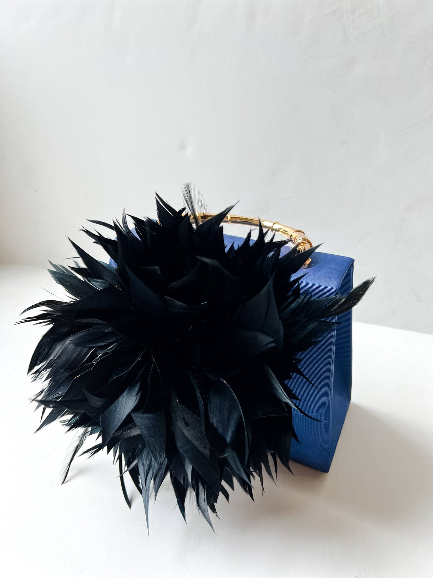 Navy Faille Lulu with Gold Bamboo Handle