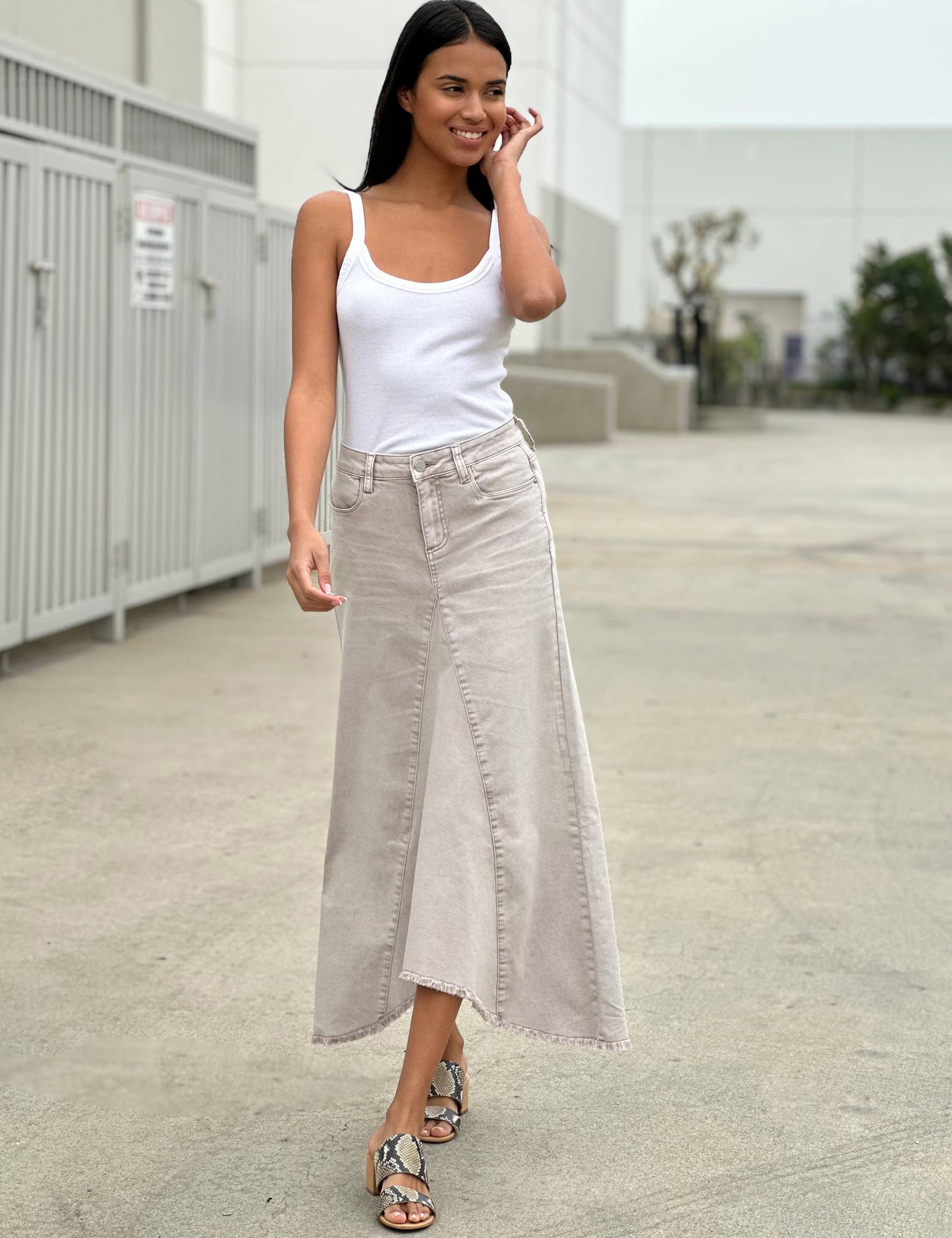 Selma Pieced Denim Maxi Skirt