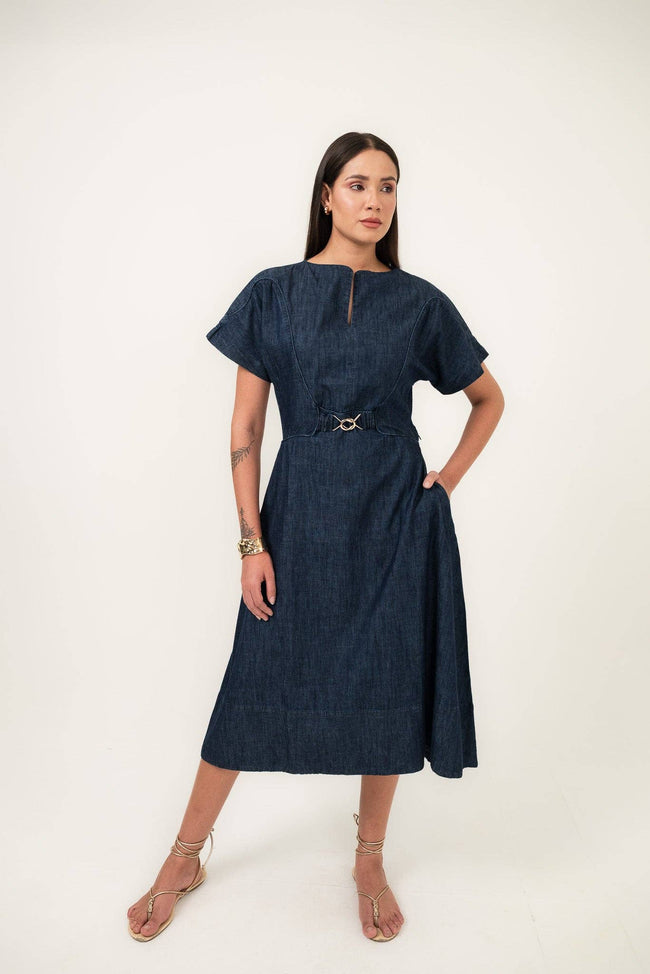 Porto Midi Denim Dress