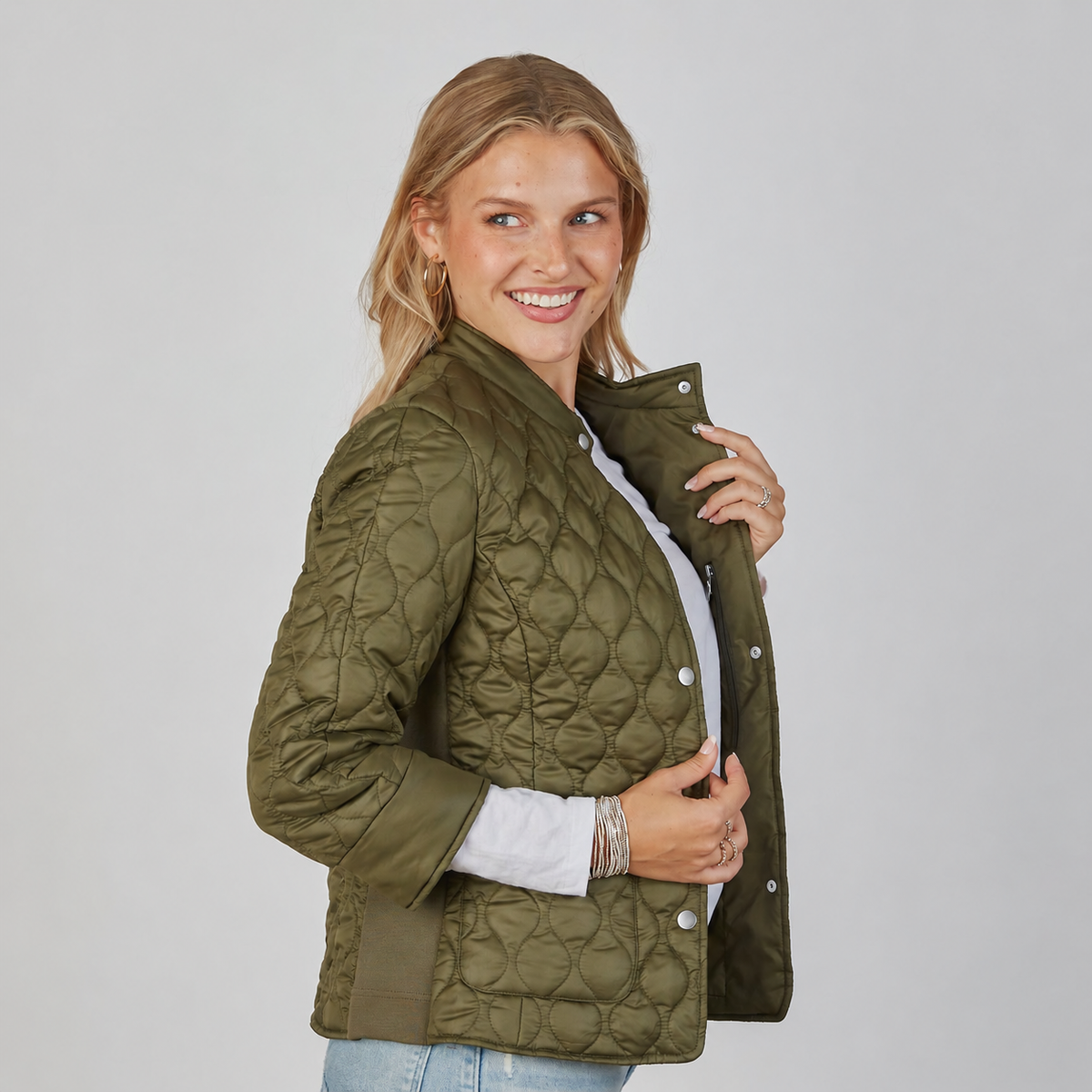 Jacqueline 3/4 Sleeve Jacket in Olive