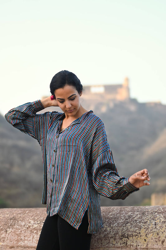 Modal Silk Blouse ~ Stripes