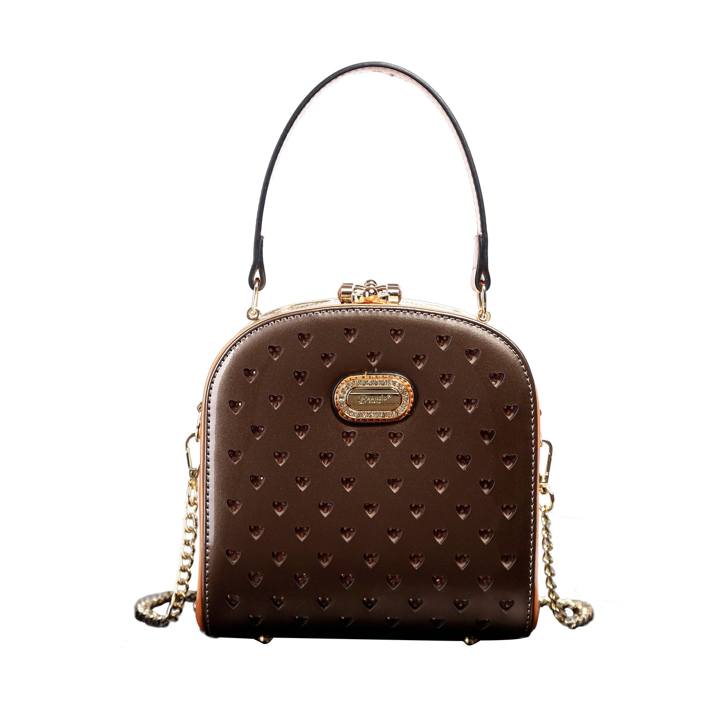 Brangio Italy Elegant Heart-Embellished Top Handle Bag