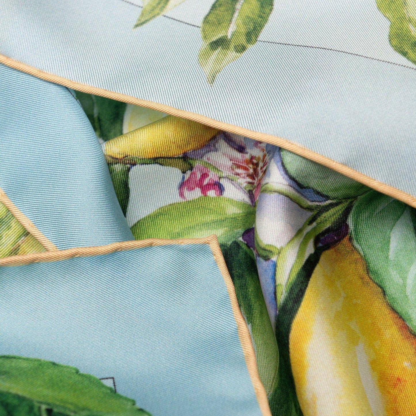 Limoni Fioriti - Silk Foulard - Sky Blue