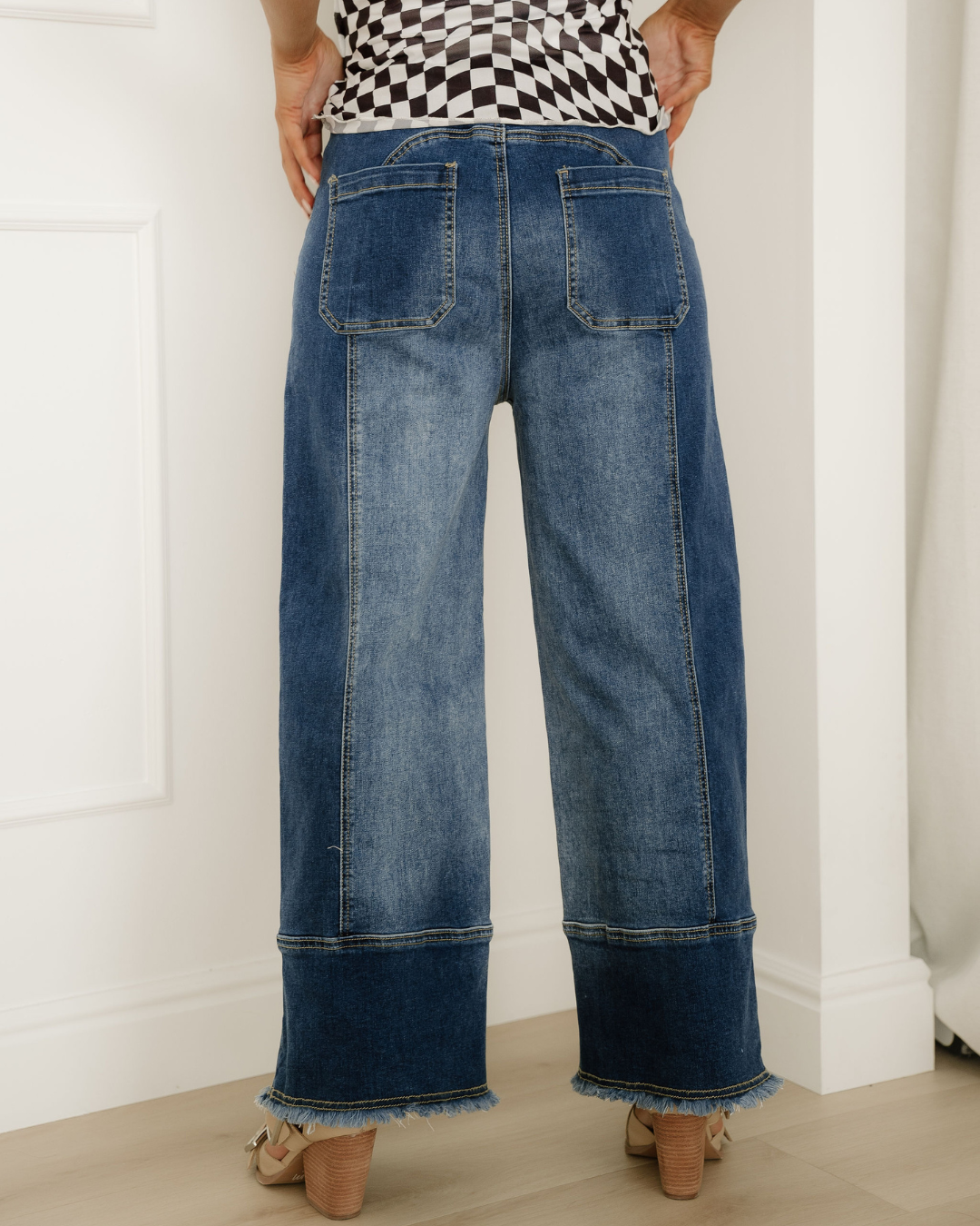 Beau Blue Jeans-Prussian Blue | Wide Leg Pants | Raw Hem