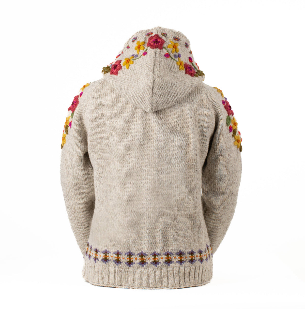 Wildflower Wool Zip Hoodie Sweater – Embroidered Knit Jacket