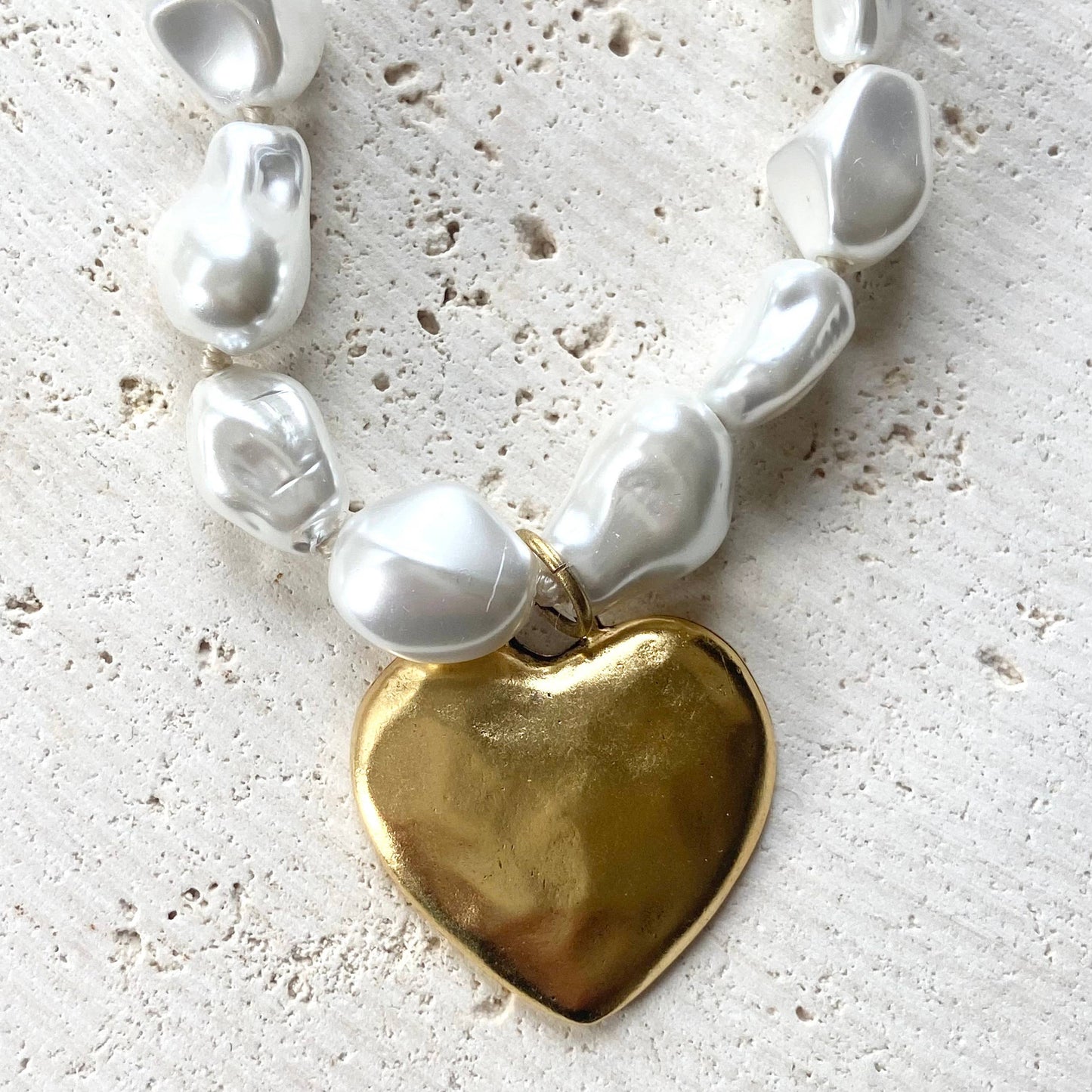 Luxe pearl strand necklace with hand casted heart or star