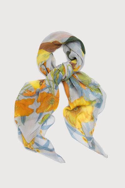 Pleated Springtime Floral Scarf