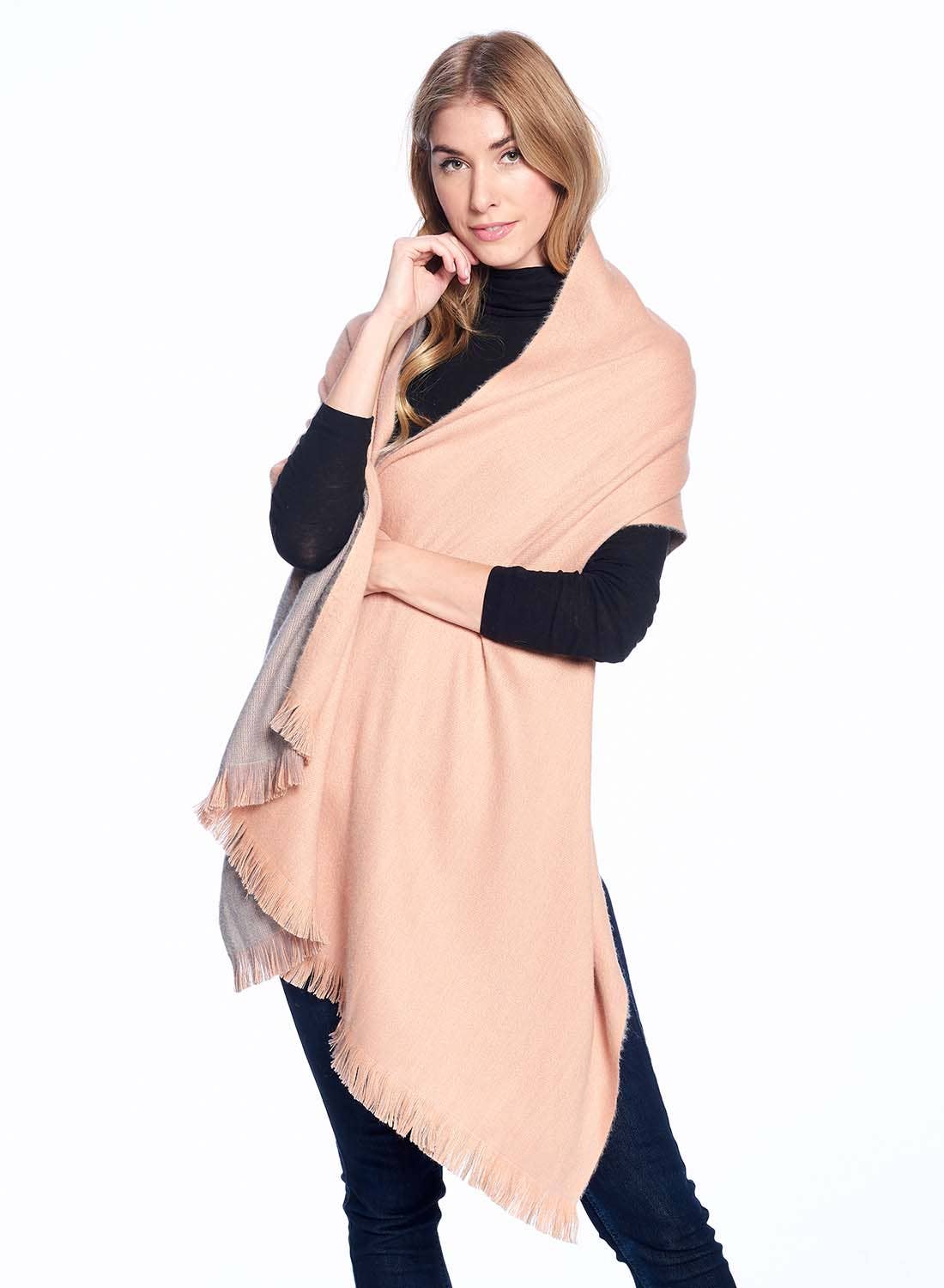 Alpaca Reversible Wrap - Dusty Coral