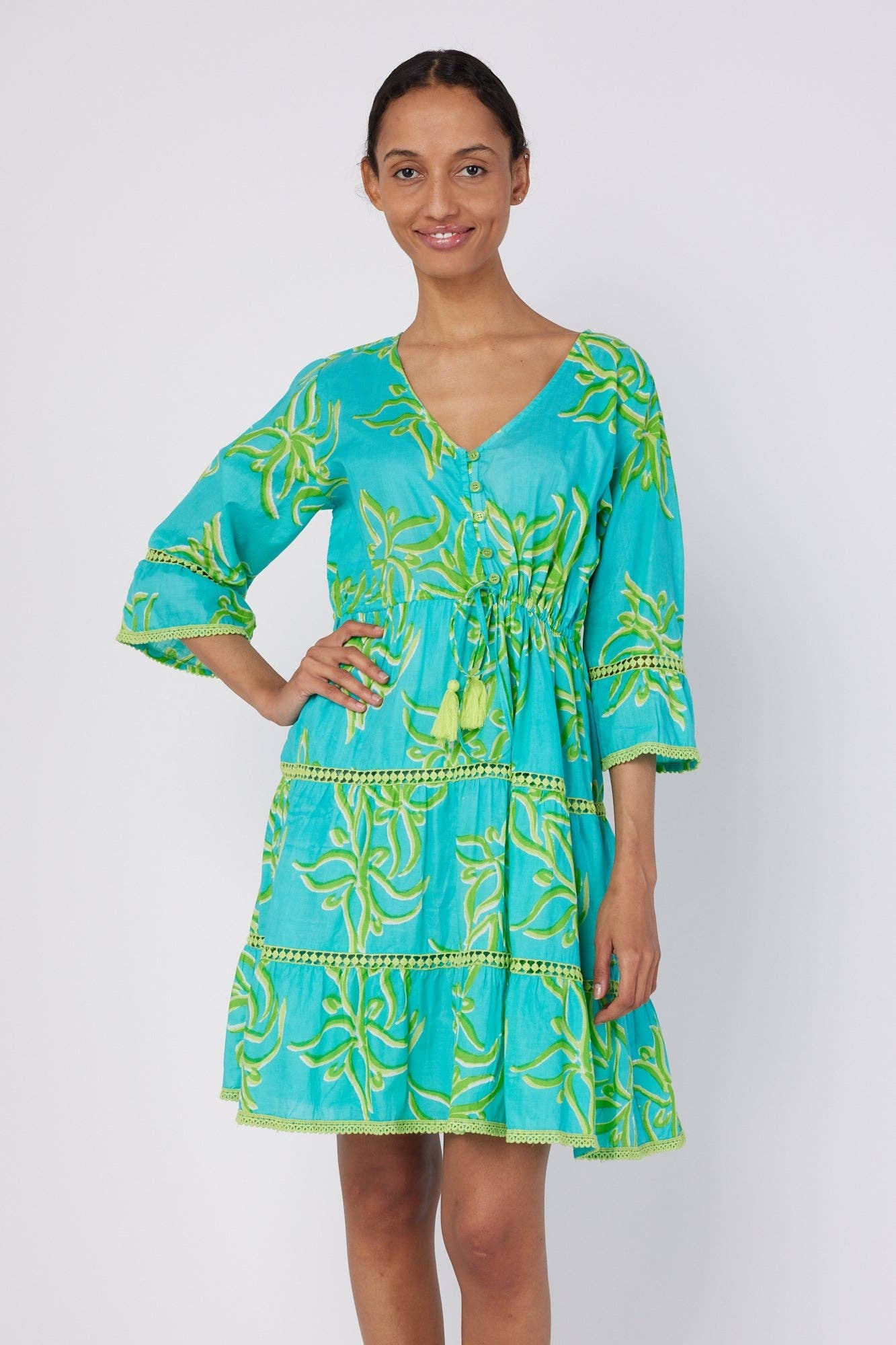 Desideria Resort Spring Summer Dress Blue Green