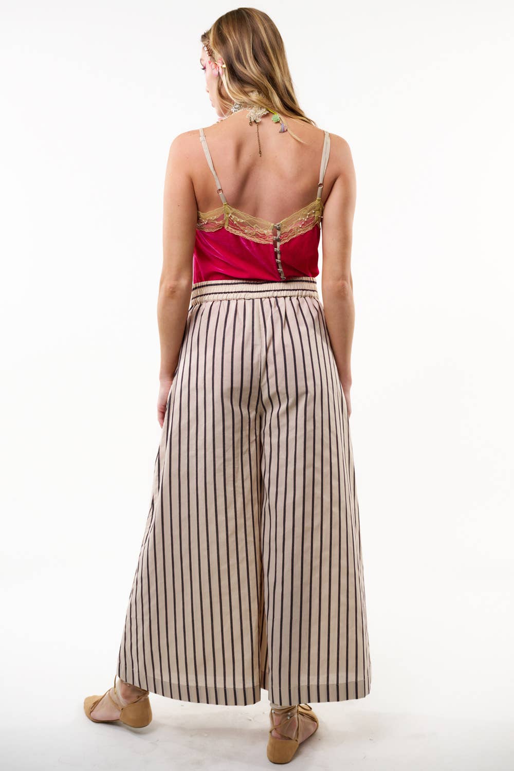 Derby Princess Stripe Pants | Wide Leg  Pants | Cotton Pants