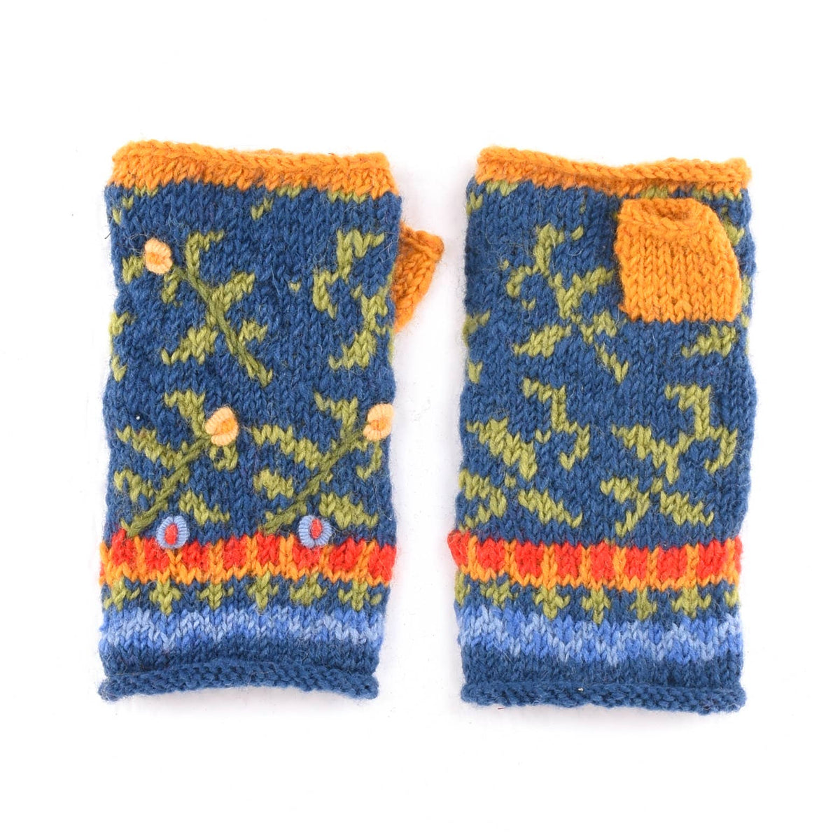 Verbier Wool Handwarmers with Floral Embroidery