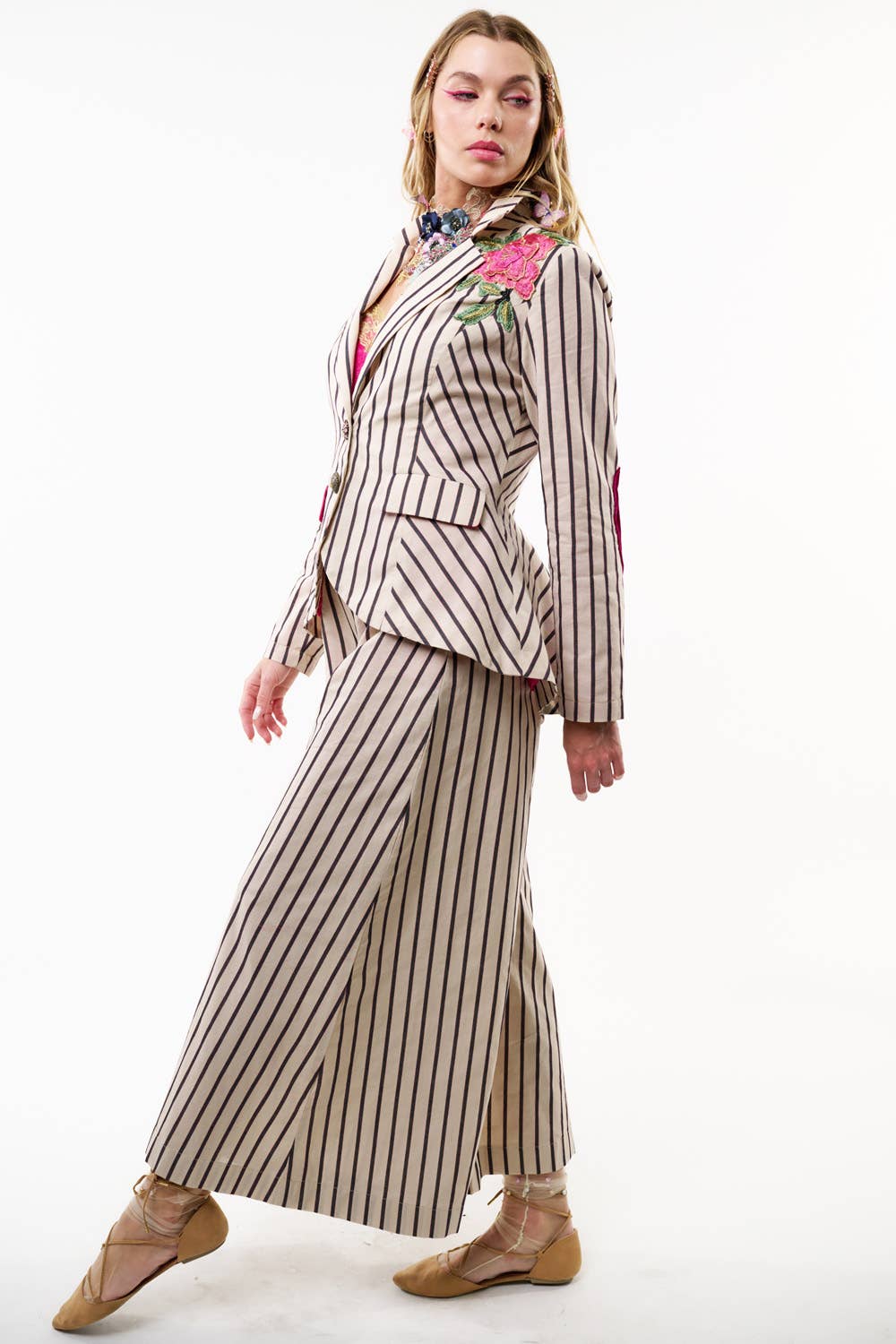 Derby Princess Stripe Pants | Wide Leg  Pants | Cotton Pants