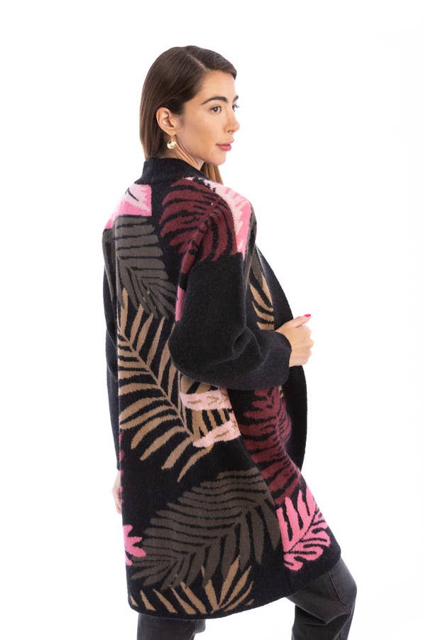 Tropical Leaves Cardigan Multi Color