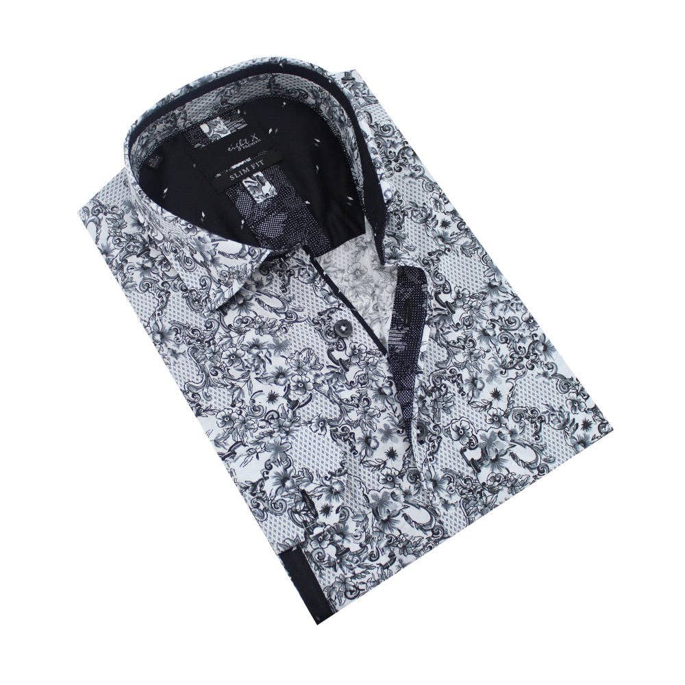 Black French Baroque Print Shirt
