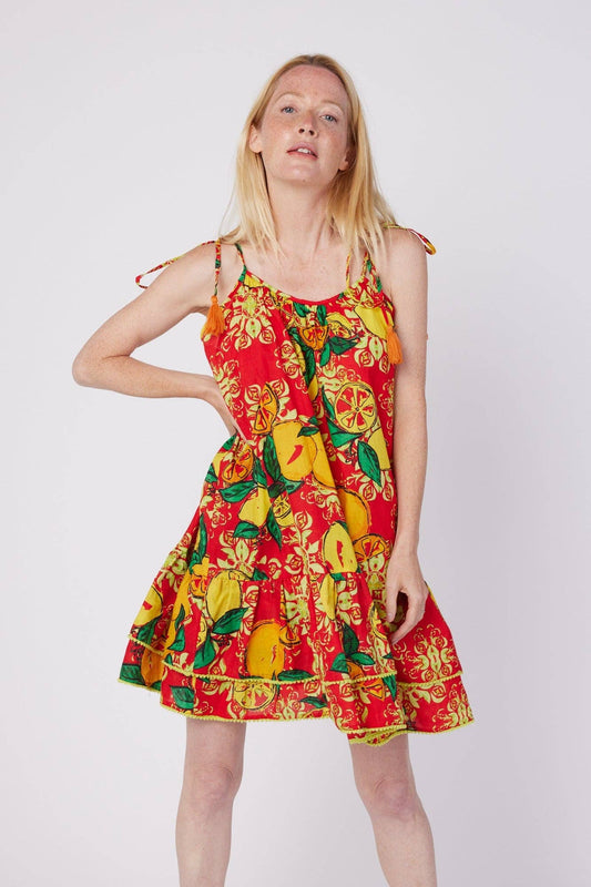 Tonia Resort Wear Positano Dress Amalfi Red Lemon