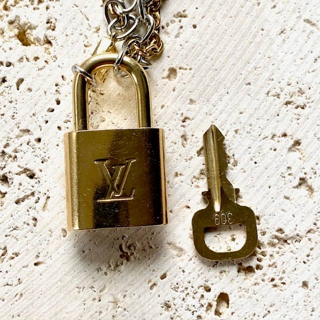 Louis Vuitton - lock necklace repurposed upcycled LV