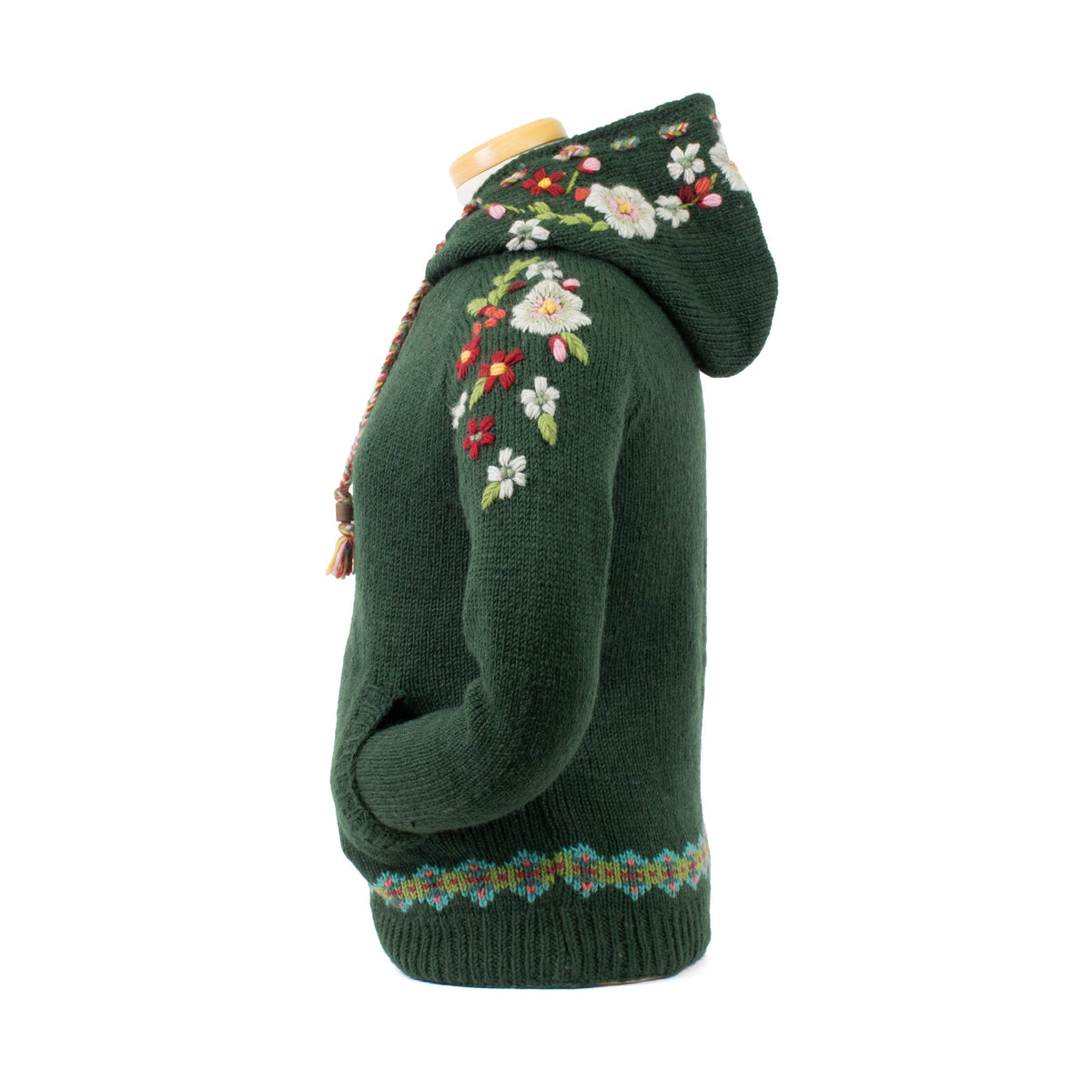 Wildflower Wool Zip Hoodie Sweater – Embroidered Knit Jacket