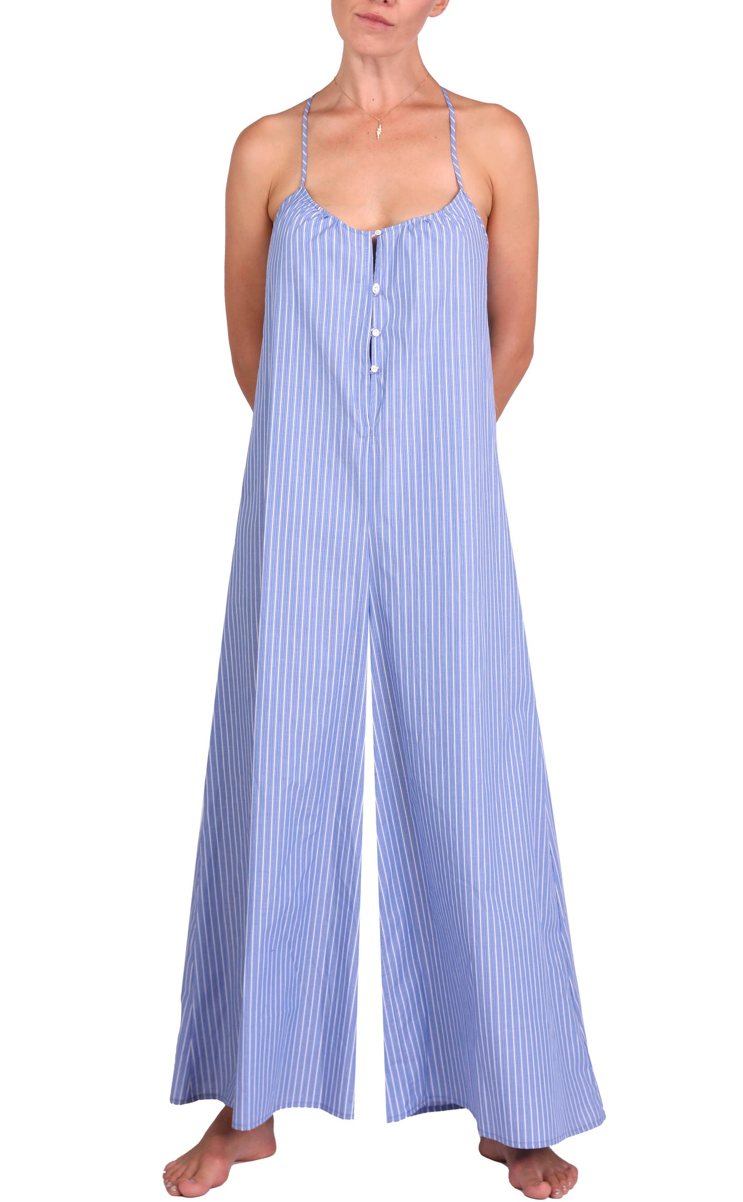 Kaitlyn T-Back Sleep Jumper - Bleu Cotton Stripes