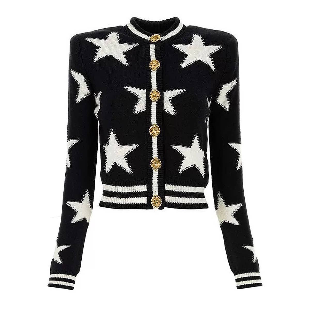 Cozy Star-Patterned Knit Cardigan Jacket