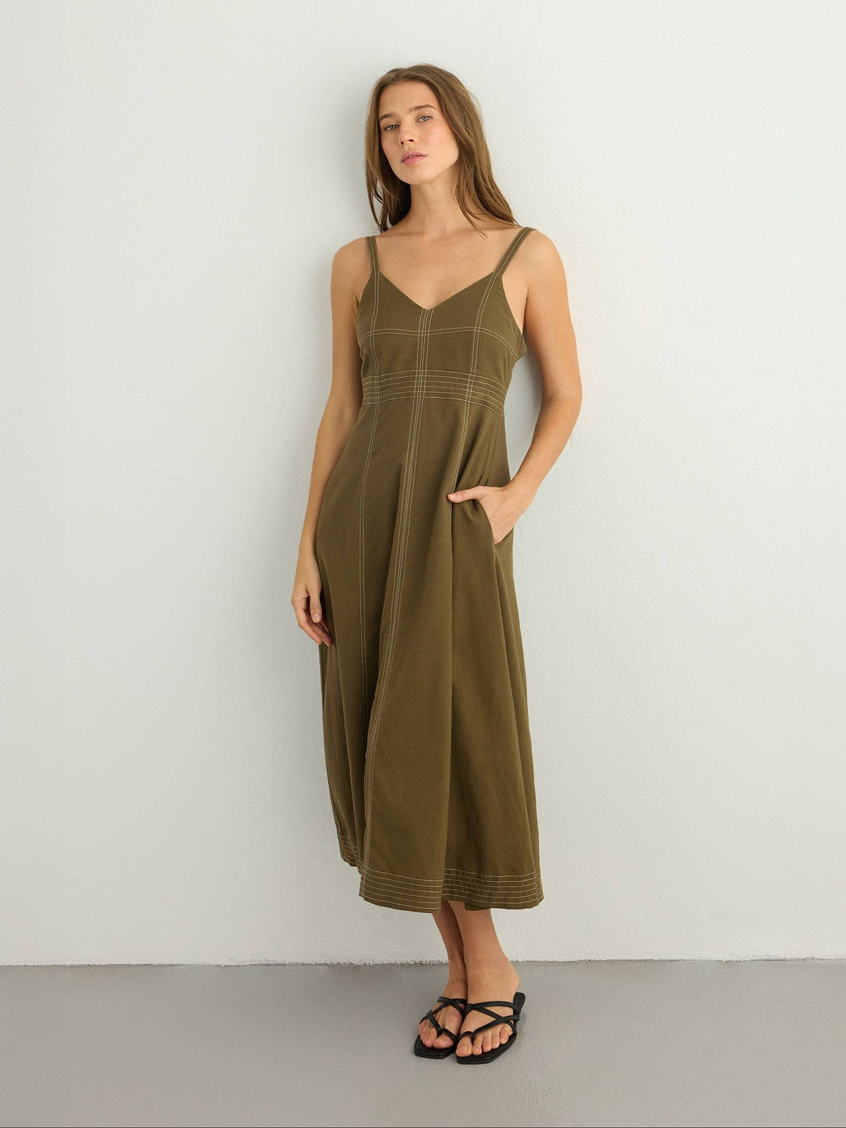 Eva Maxi Dress - Khaki Green