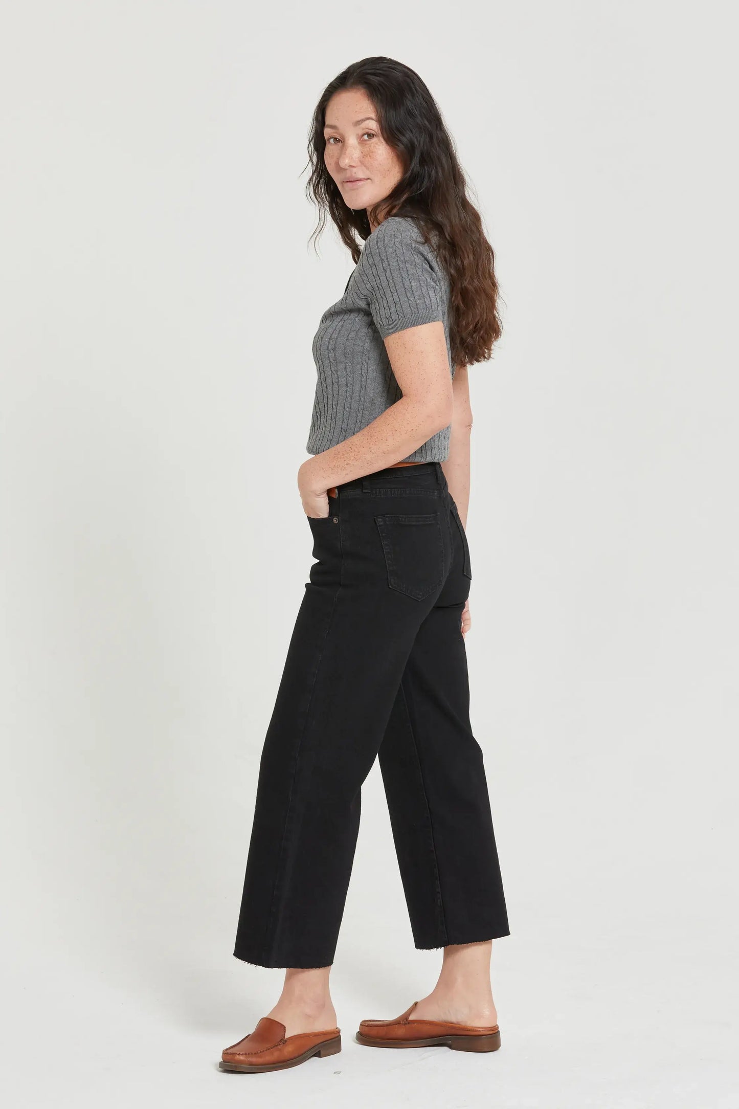 Aberdeen Ankle Crop High Rise Jean, Black